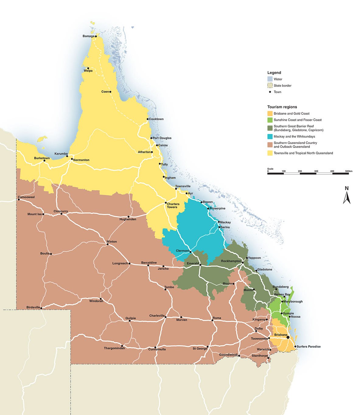 Map of Queensland Tourism Regions.