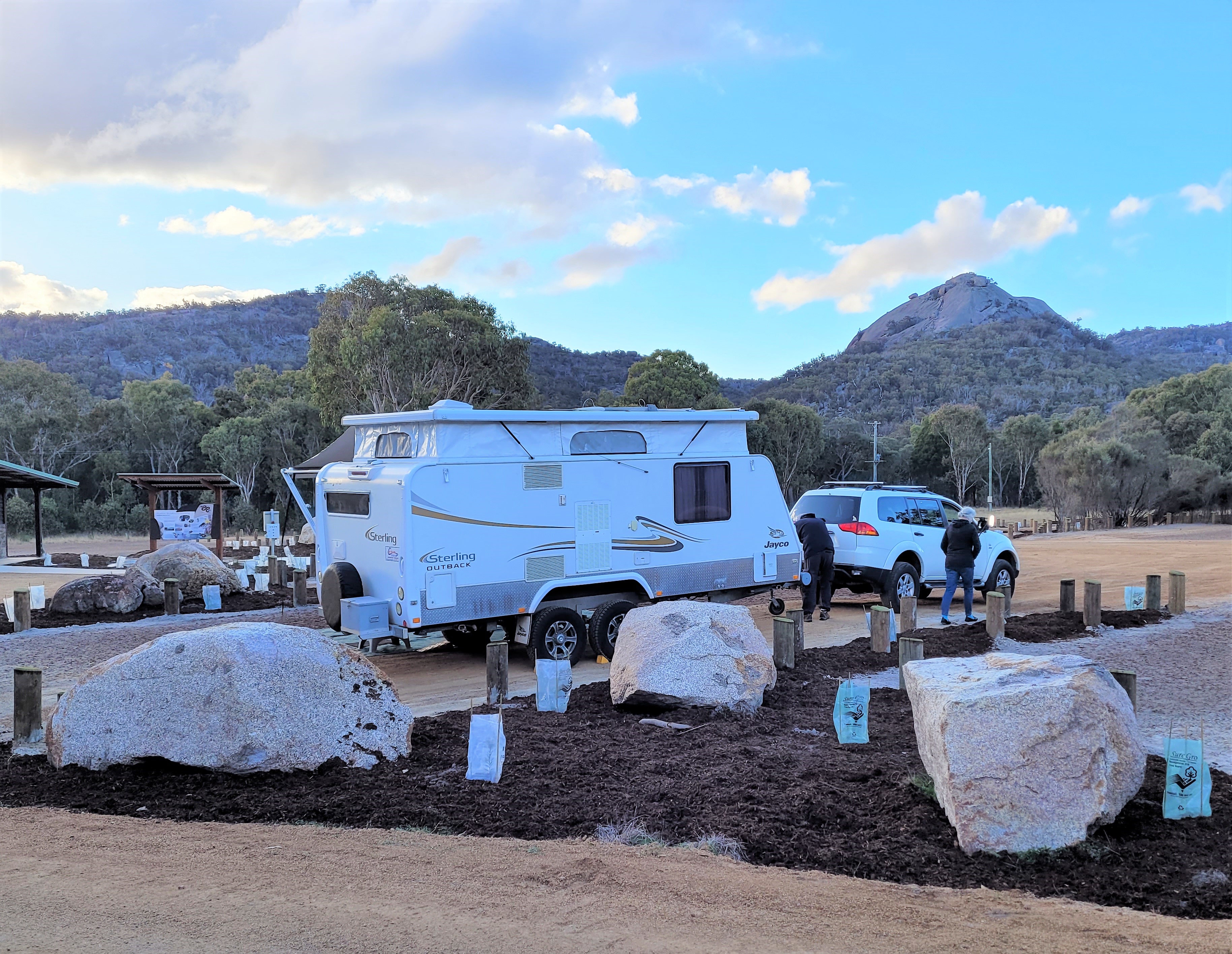 Photo of 4WD towing caravan in Terrawambella camping area.